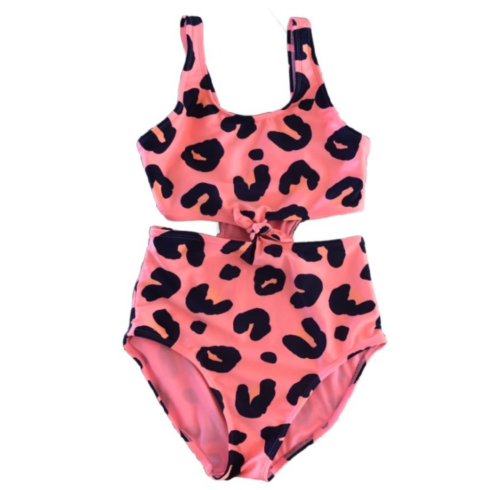 Art Class | Girls Pink Leopard Cut-out Swimwear | Size 10-12Y